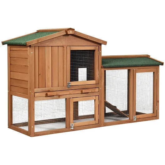 58 Inch Weatherproof Wooden Rabbit Hutch