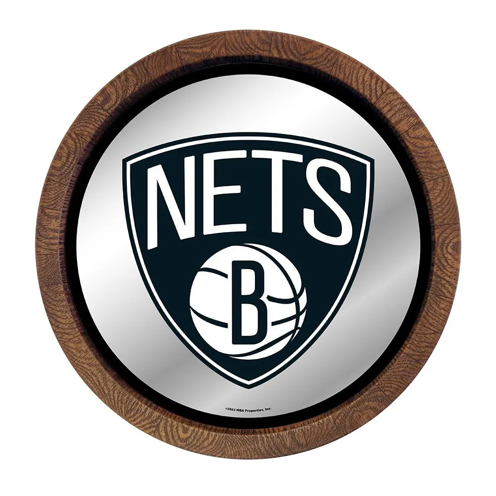 Brooklyn Nets: "Faux" Barrel Top Mirrored Wall Sign