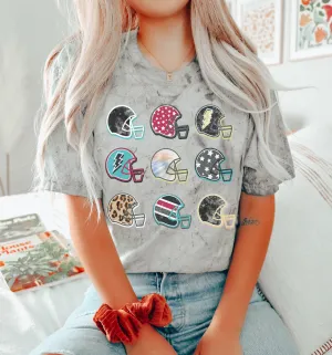 Comfort Colors Color Blast Football Helmets Tee/ Adult Tees / Vintage Inspired Tee