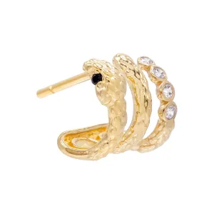 Curved Snake Stud Earring 14K