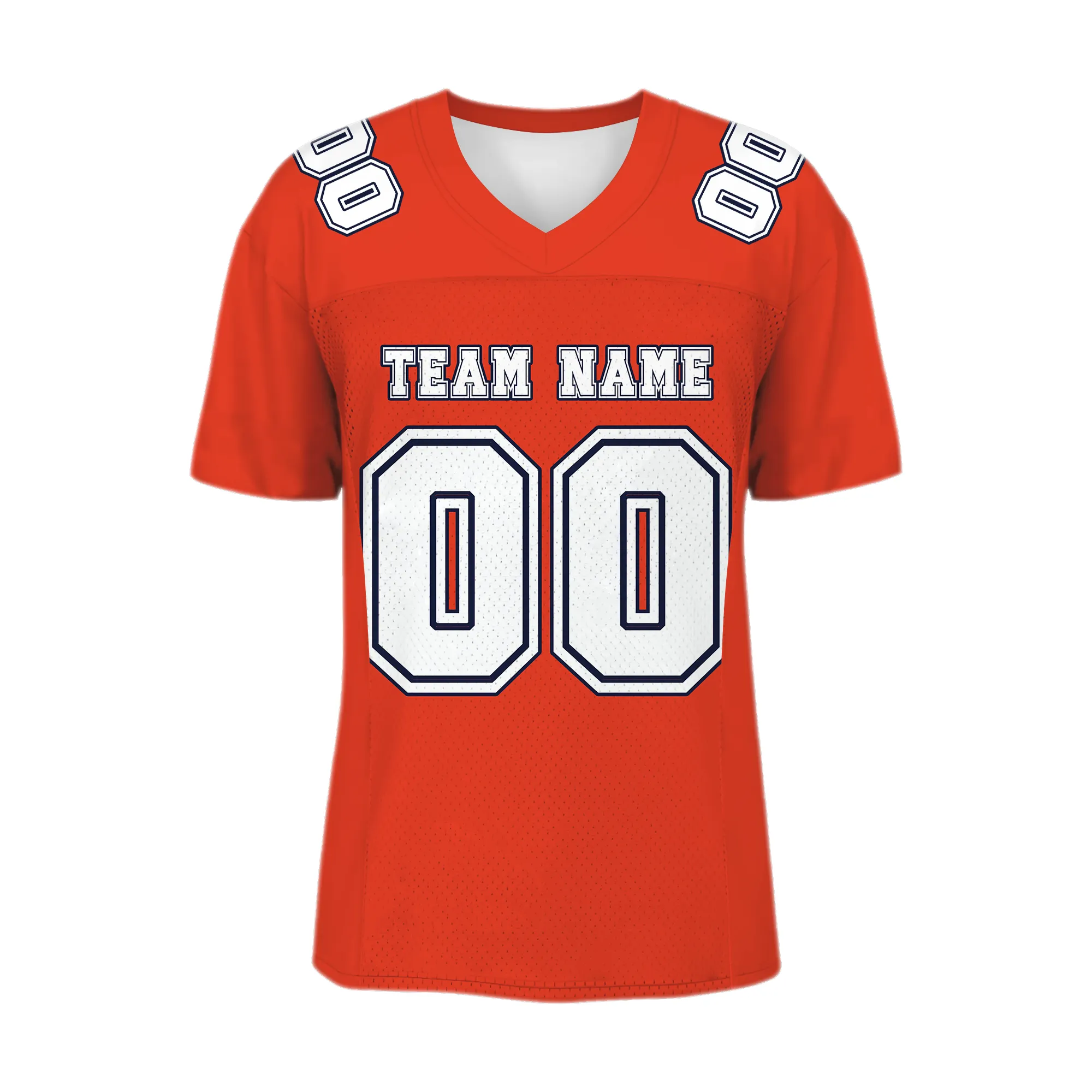 Custom Orange White-Navy Mesh Authentic Football Jersey
