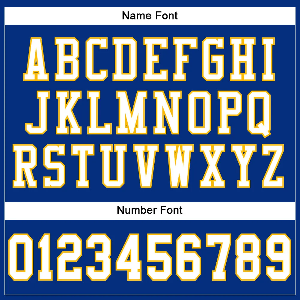 Custom Royal White-Gold Mesh Authentic Football Jersey