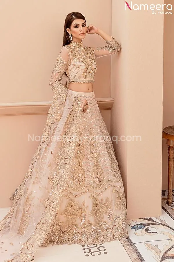 Embroidered Pakistani Dress In Peach Color 2021 #PF221