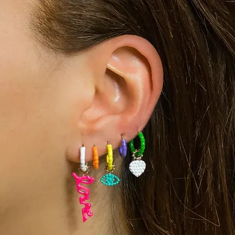 GAYA Joaillerie LOVE Earrings Enamelled Charm Pink