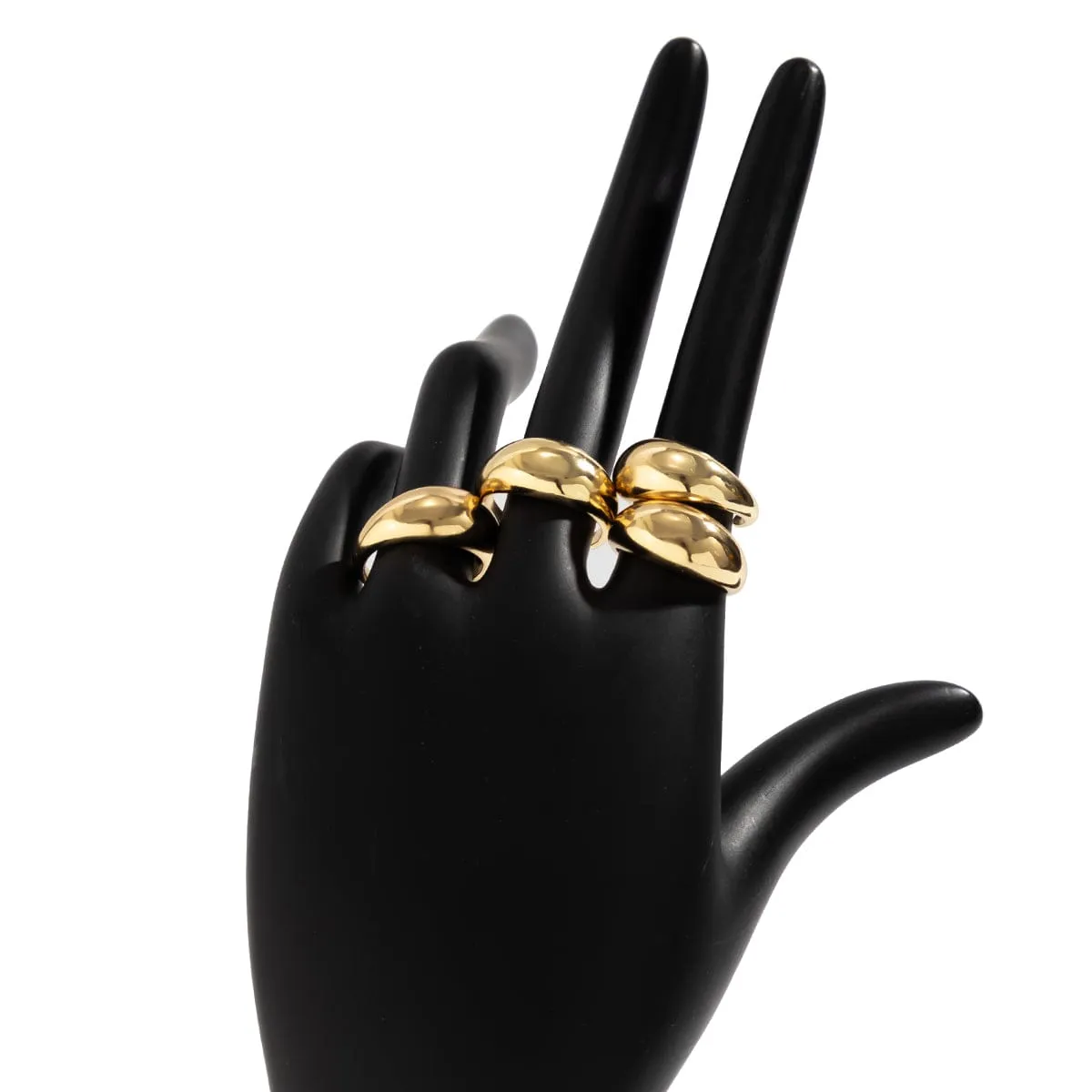 Geometric 4pcs Gold Silver Plated Open Ring Set