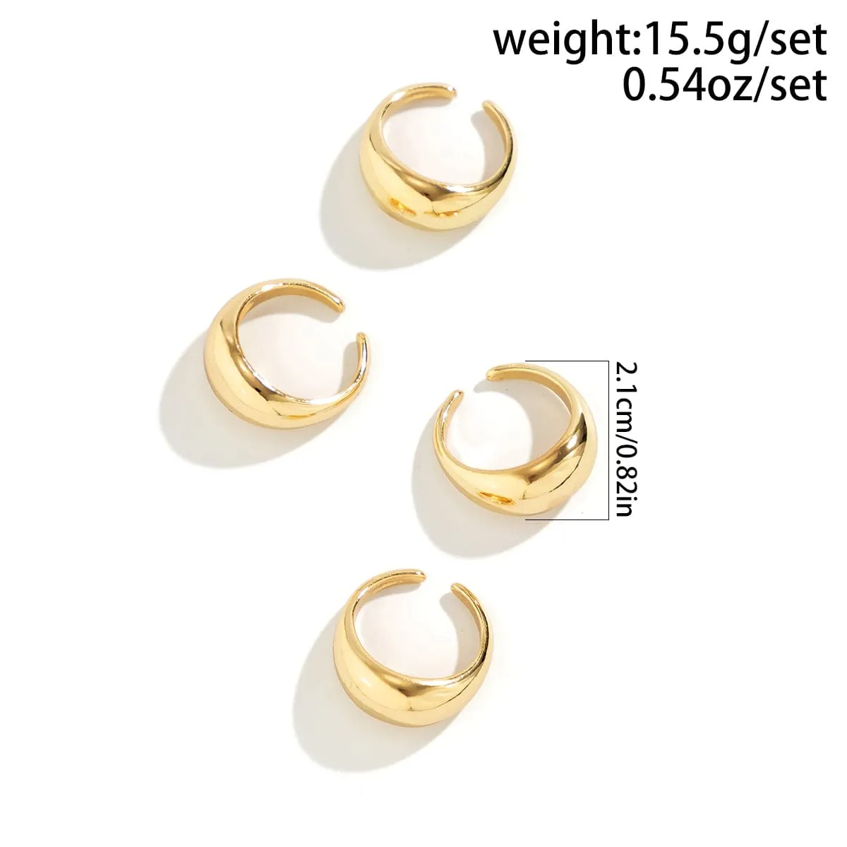Geometric 4pcs Gold Silver Plated Open Ring Set