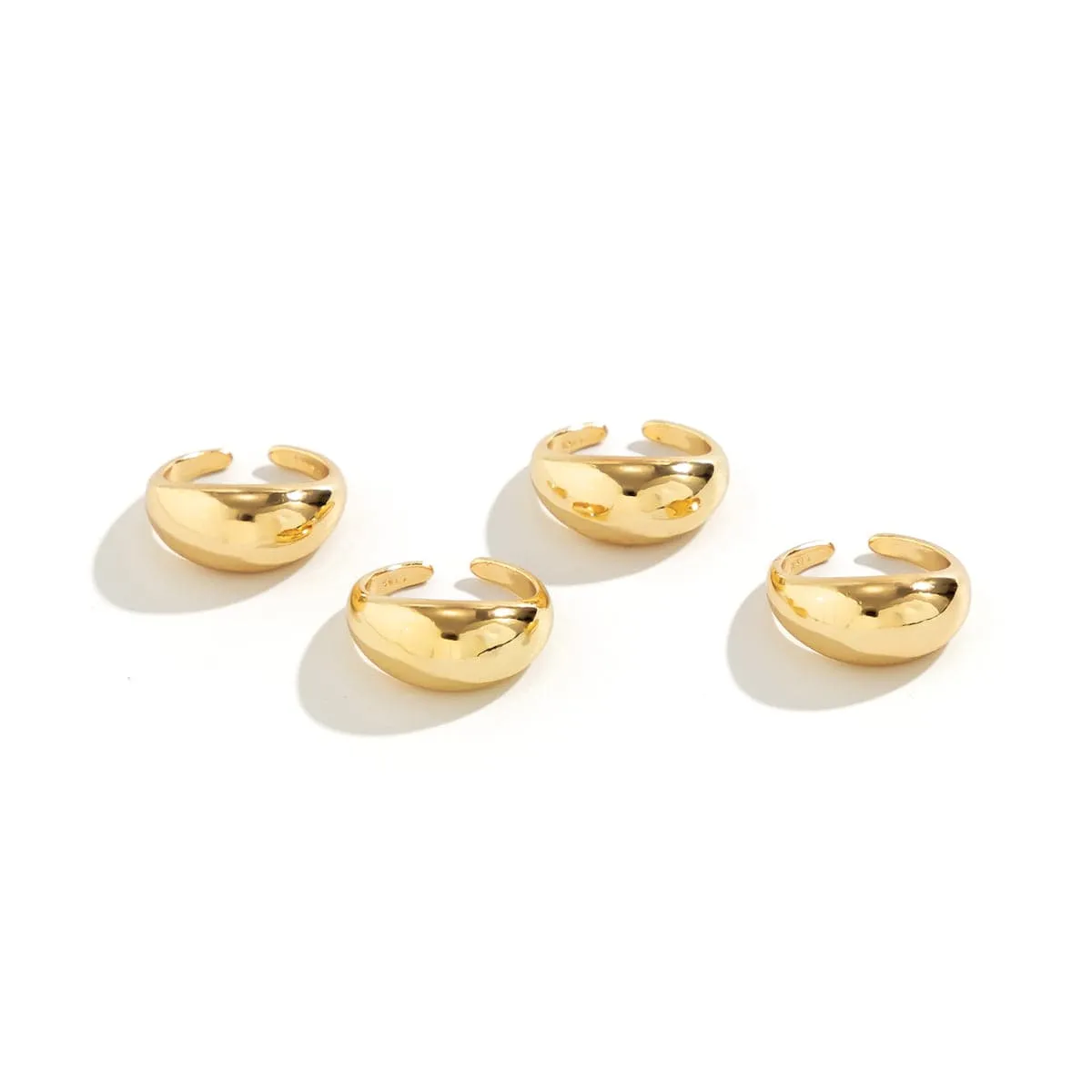 Geometric 4pcs Gold Silver Plated Open Ring Set