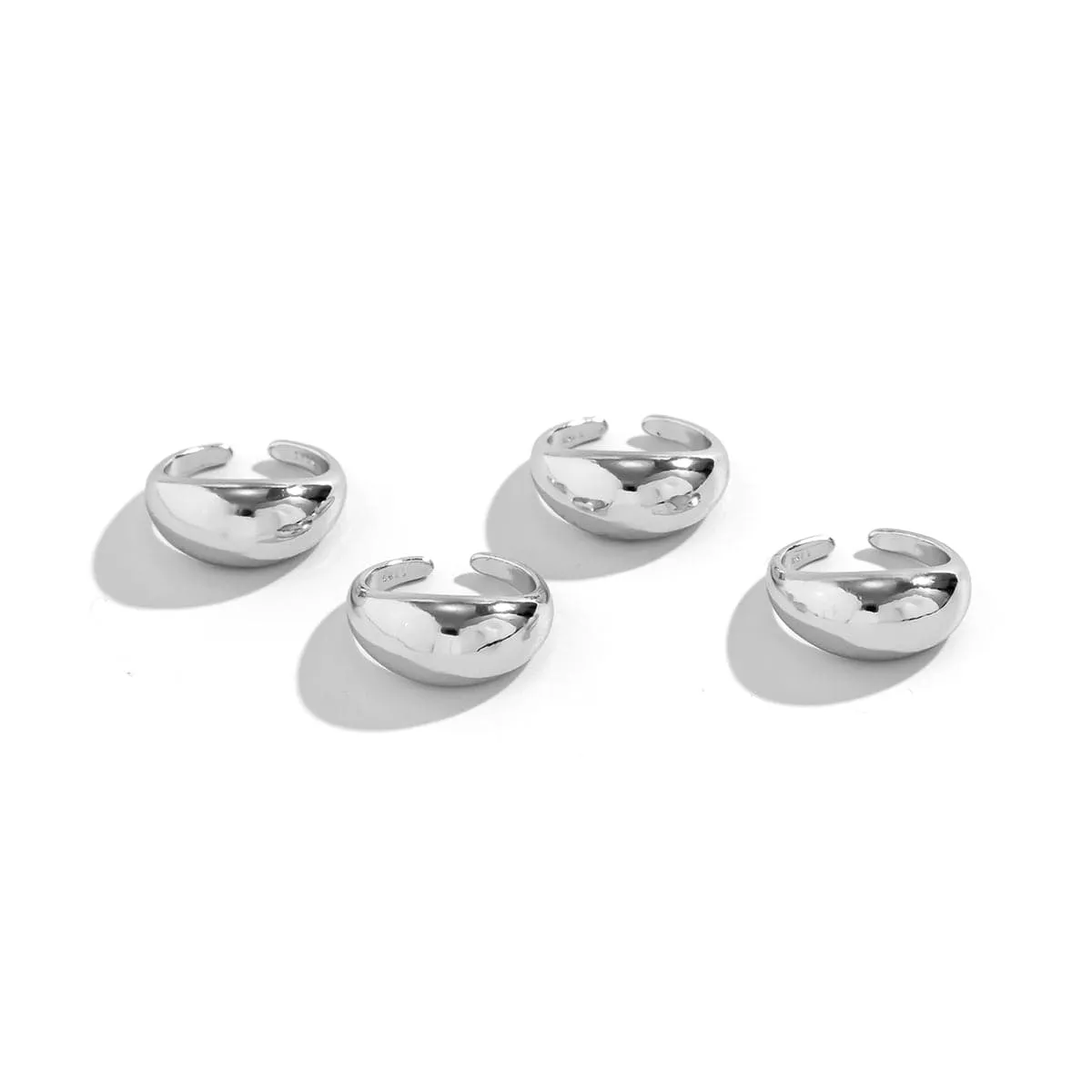 Geometric 4pcs Gold Silver Plated Open Ring Set