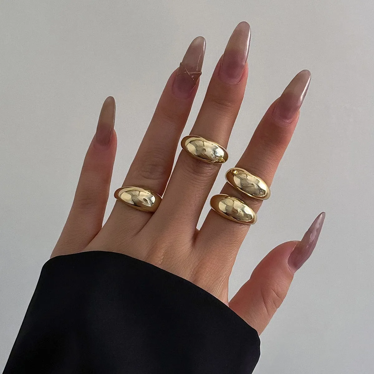 Geometric 4pcs Gold Silver Plated Open Ring Set