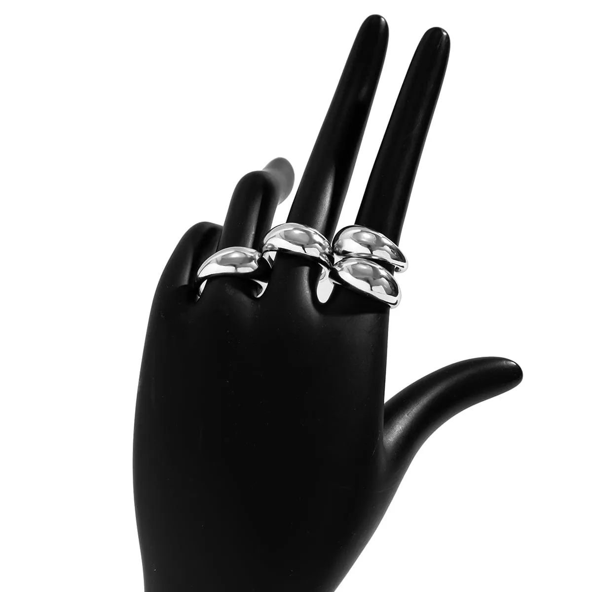 Geometric 4pcs Gold Silver Plated Open Ring Set