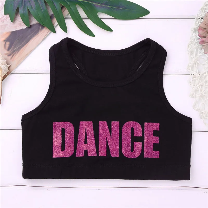 Girls Short Tanktop Shiny Letters DANCE