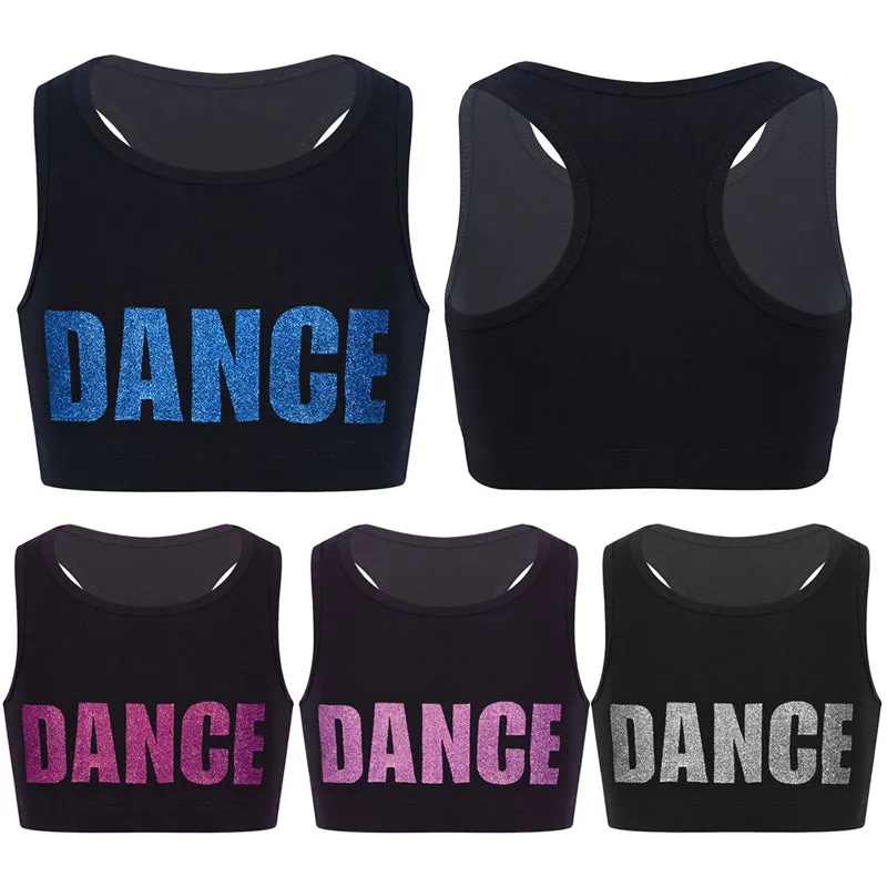 Girls Short Tanktop Shiny Letters DANCE