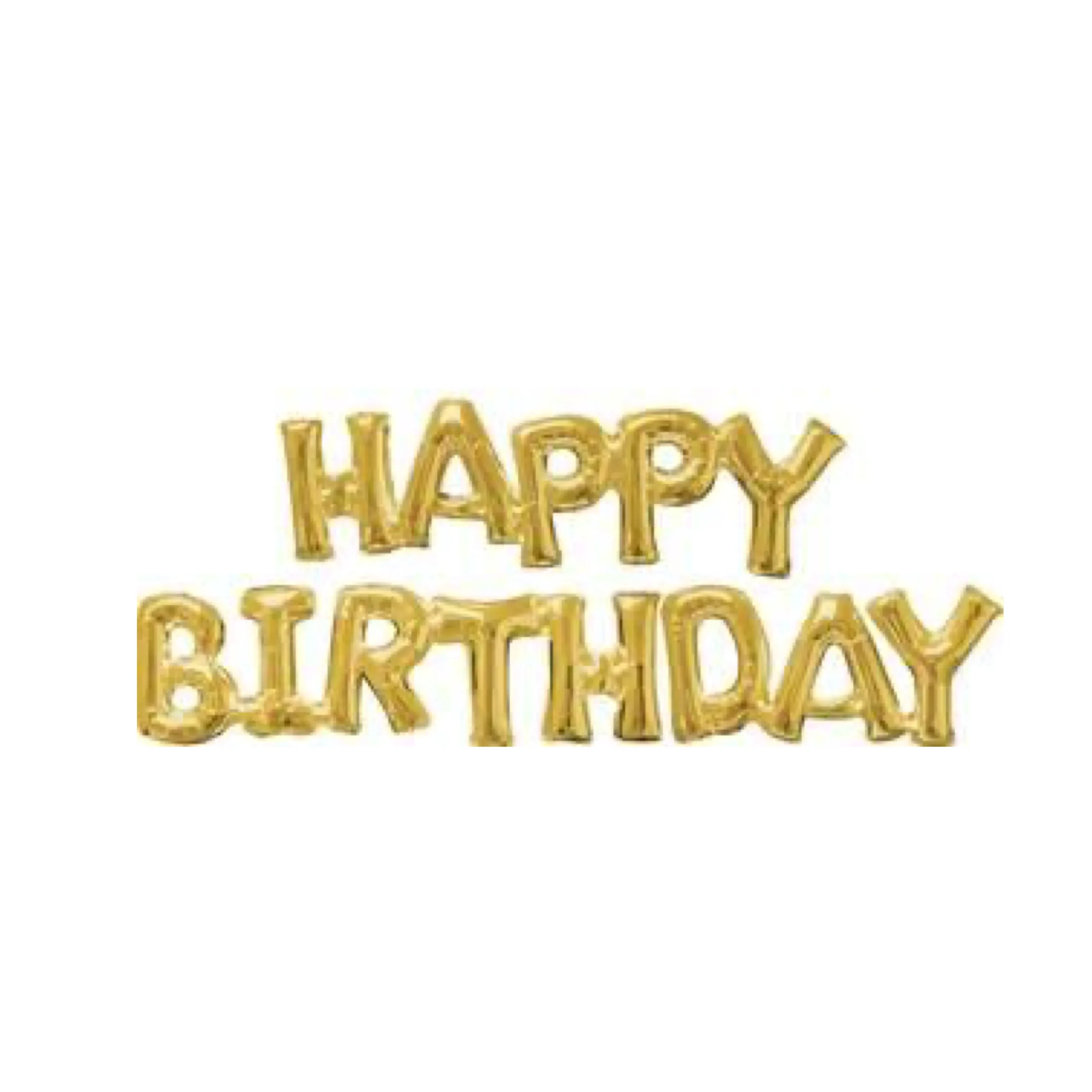 HAPPY BIRTHDAY Block Phrase Script Balloon Gold & Silver