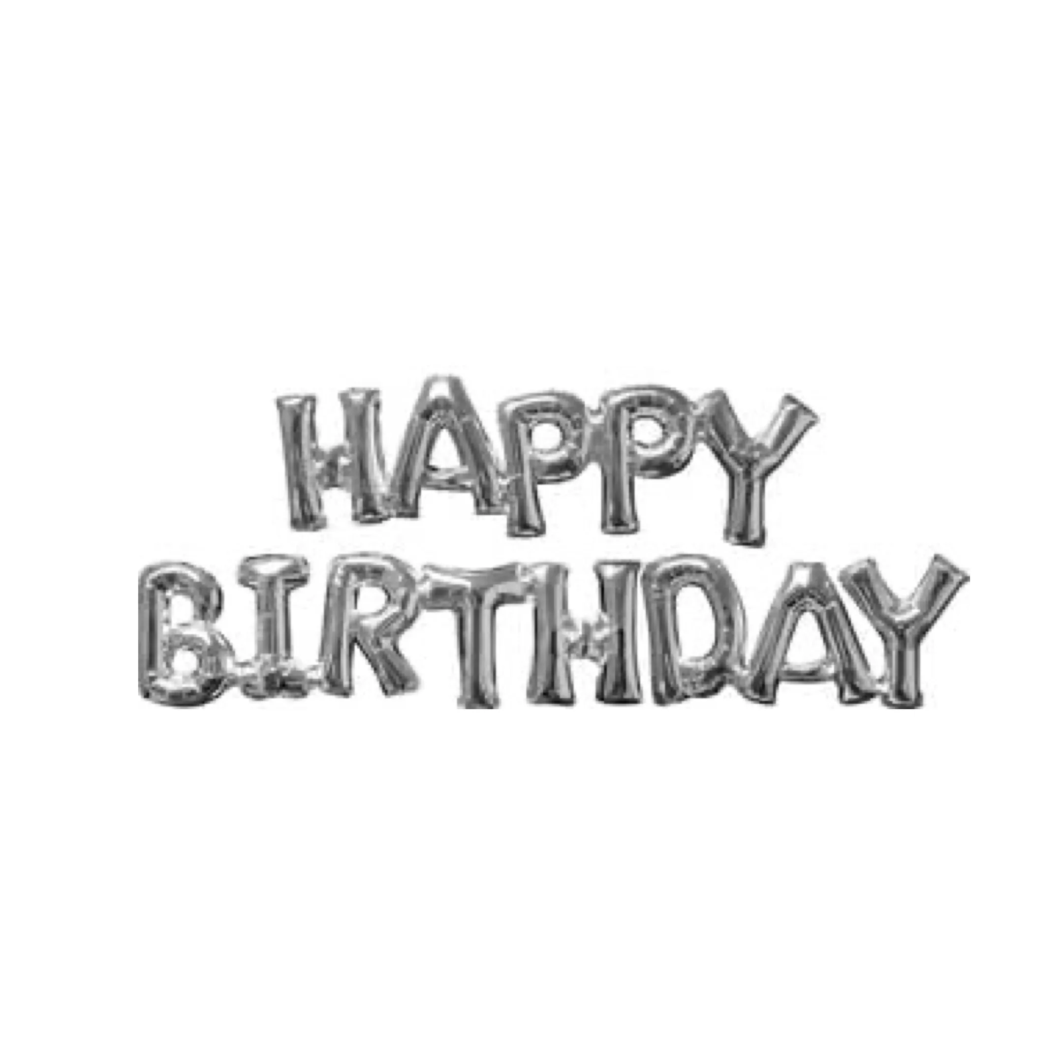 HAPPY BIRTHDAY Block Phrase Script Balloon Gold & Silver