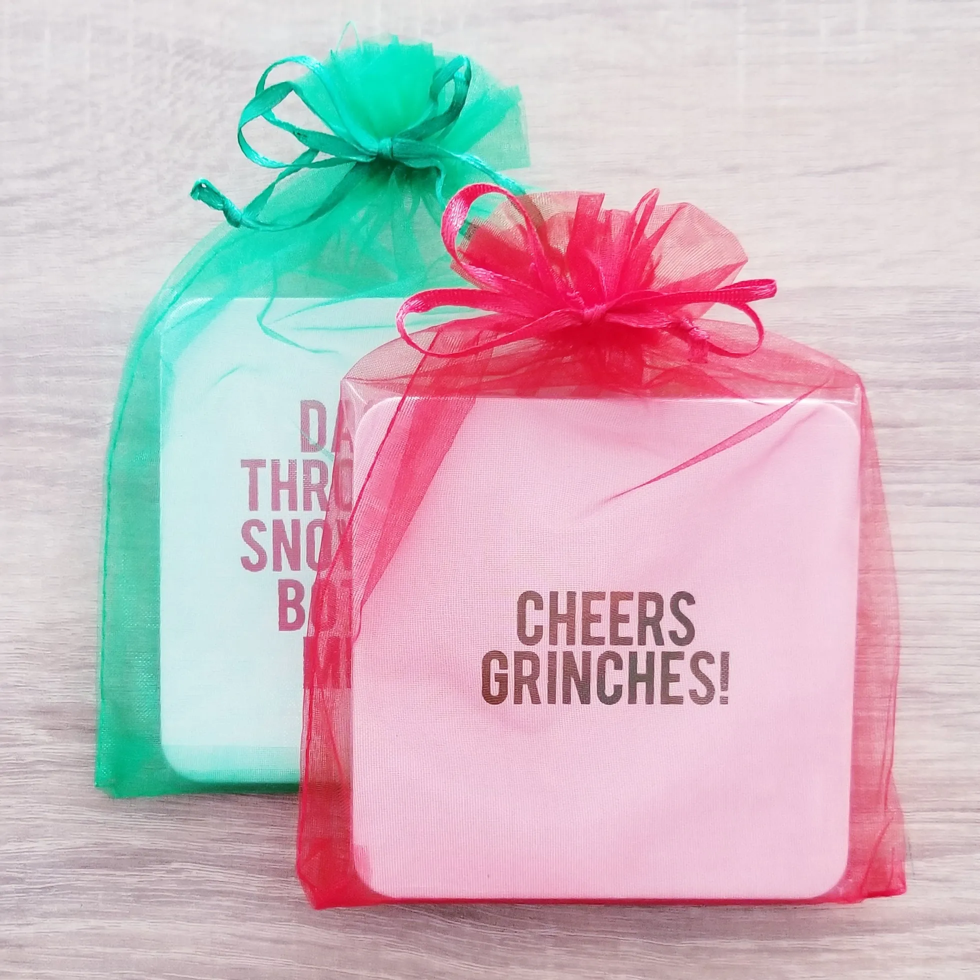 Holiday Mixed Set - 6 Assorted Christmas Coasters   Gift Bag