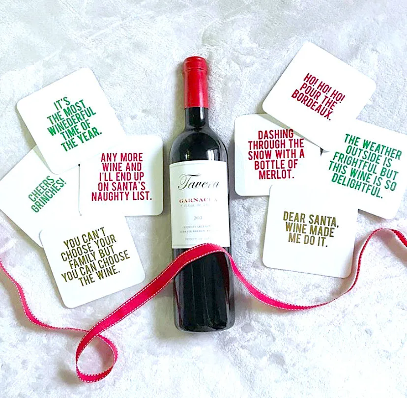 Holiday Mixed Set - 6 Assorted Christmas Coasters   Gift Bag