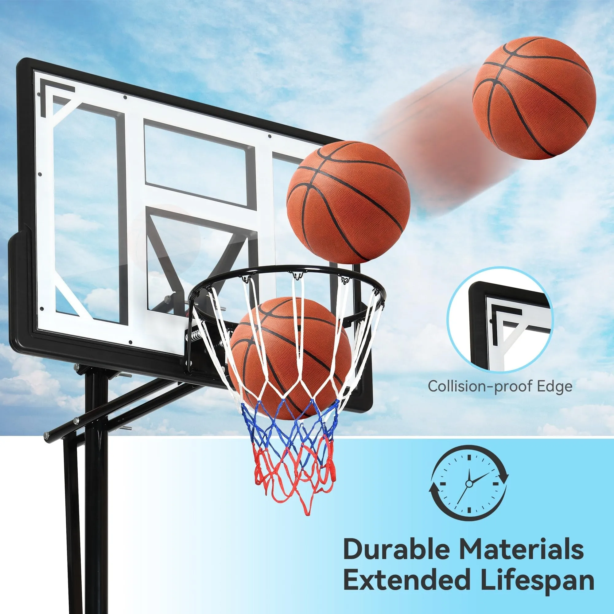 Indooroutdoor Basketball Stand Portable 8-10 Ft Height Adjustable Hoop