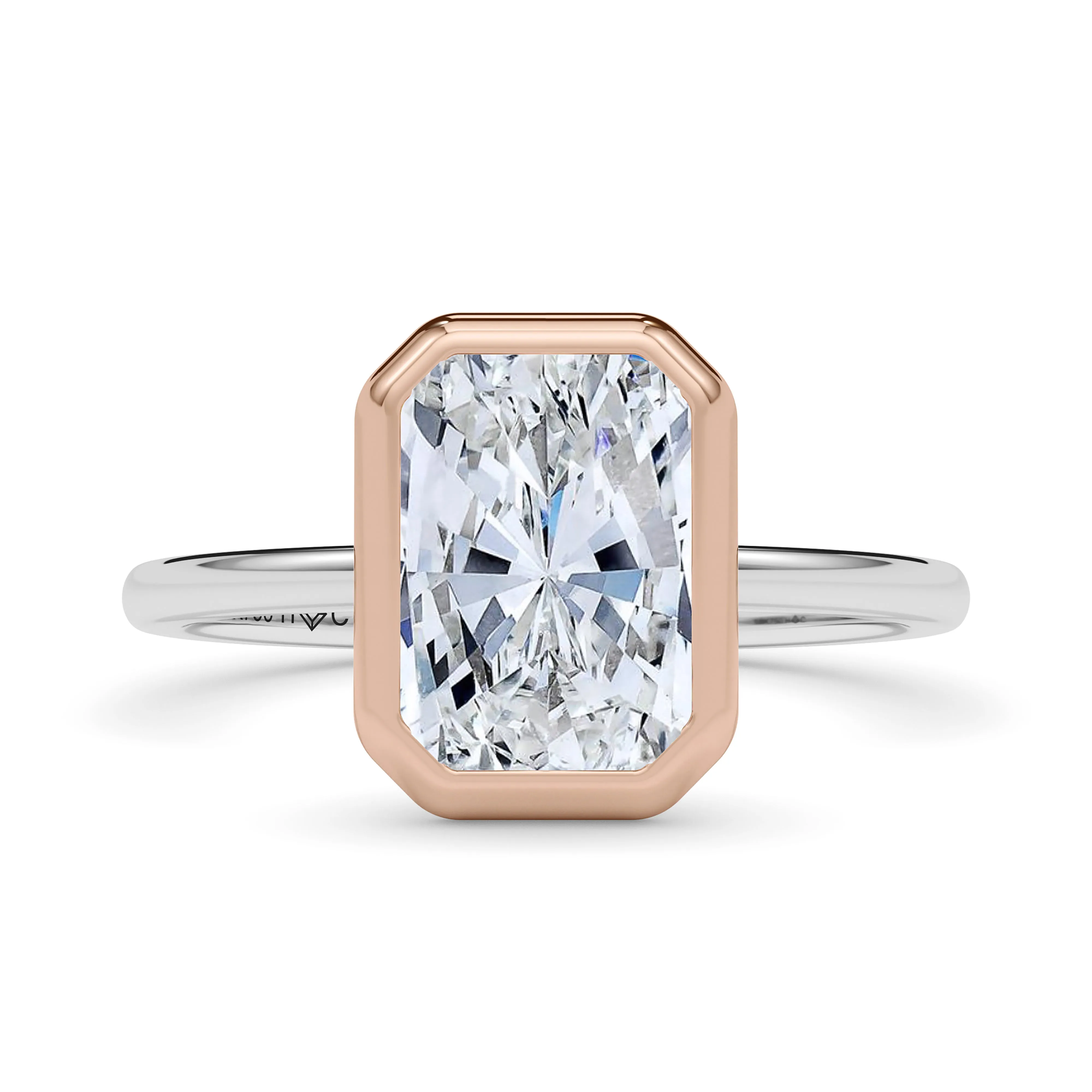 Mixed Metal Bezel Radiant Diamond Ring