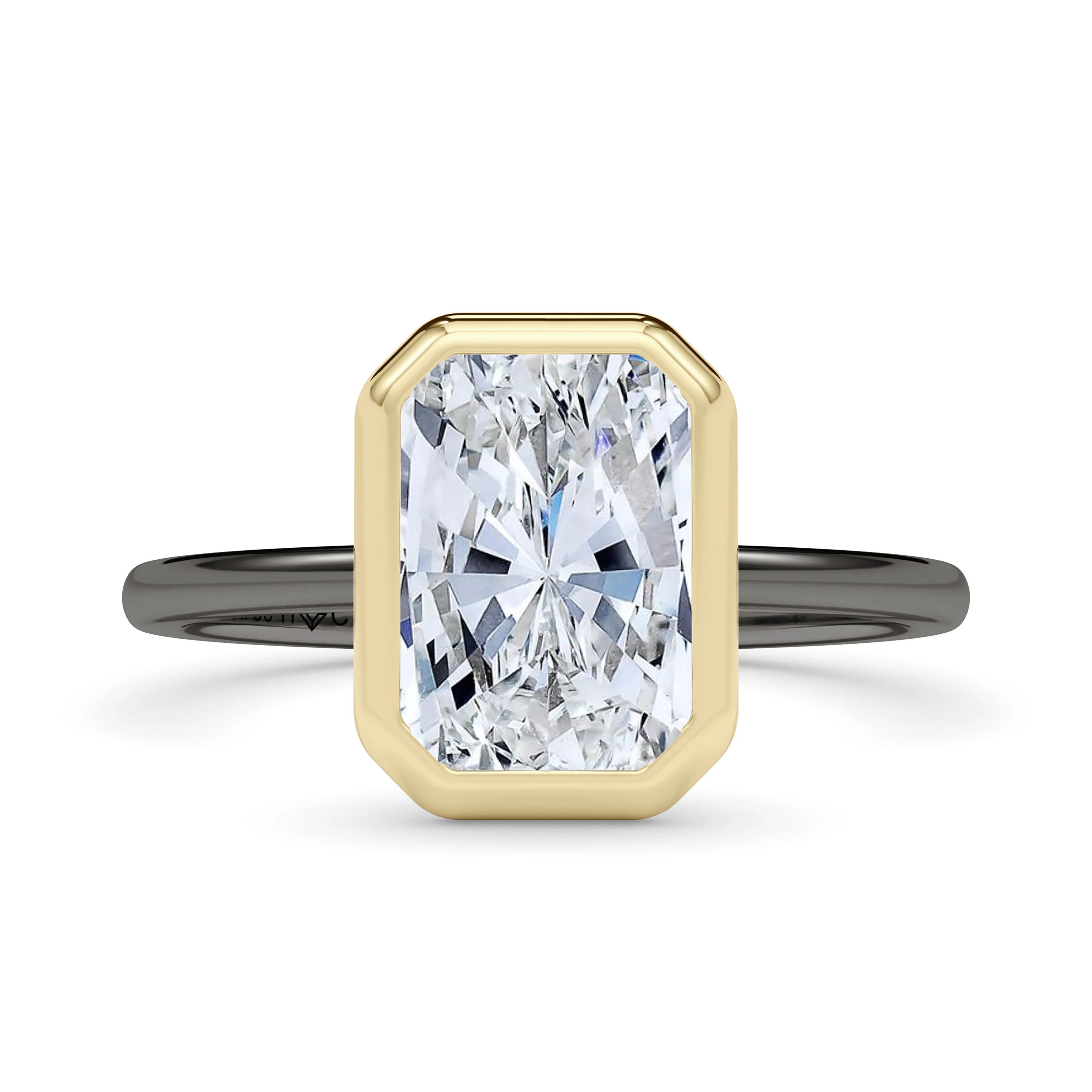 Mixed Metal Bezel Radiant Diamond Ring