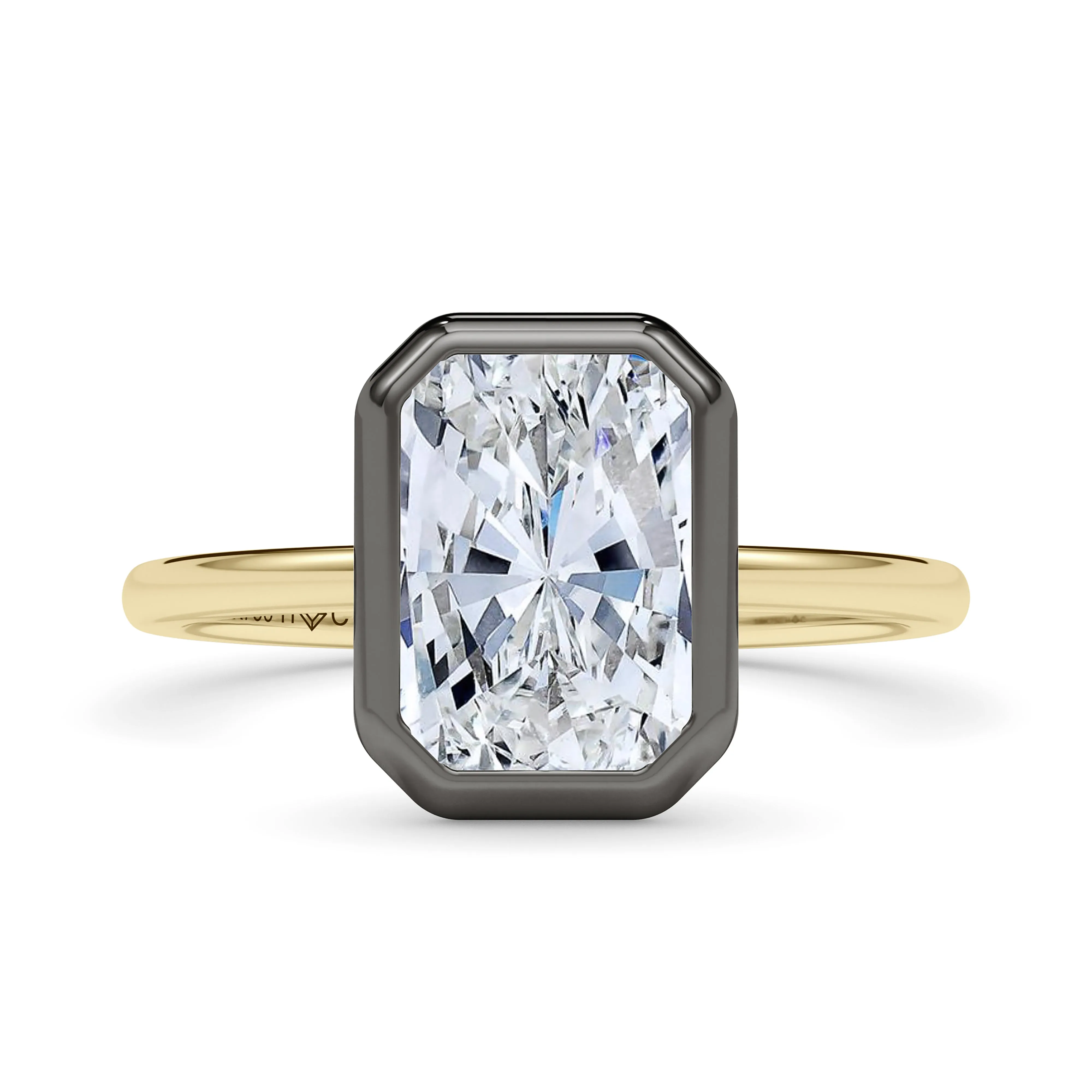 Mixed Metal Bezel Radiant Diamond Ring