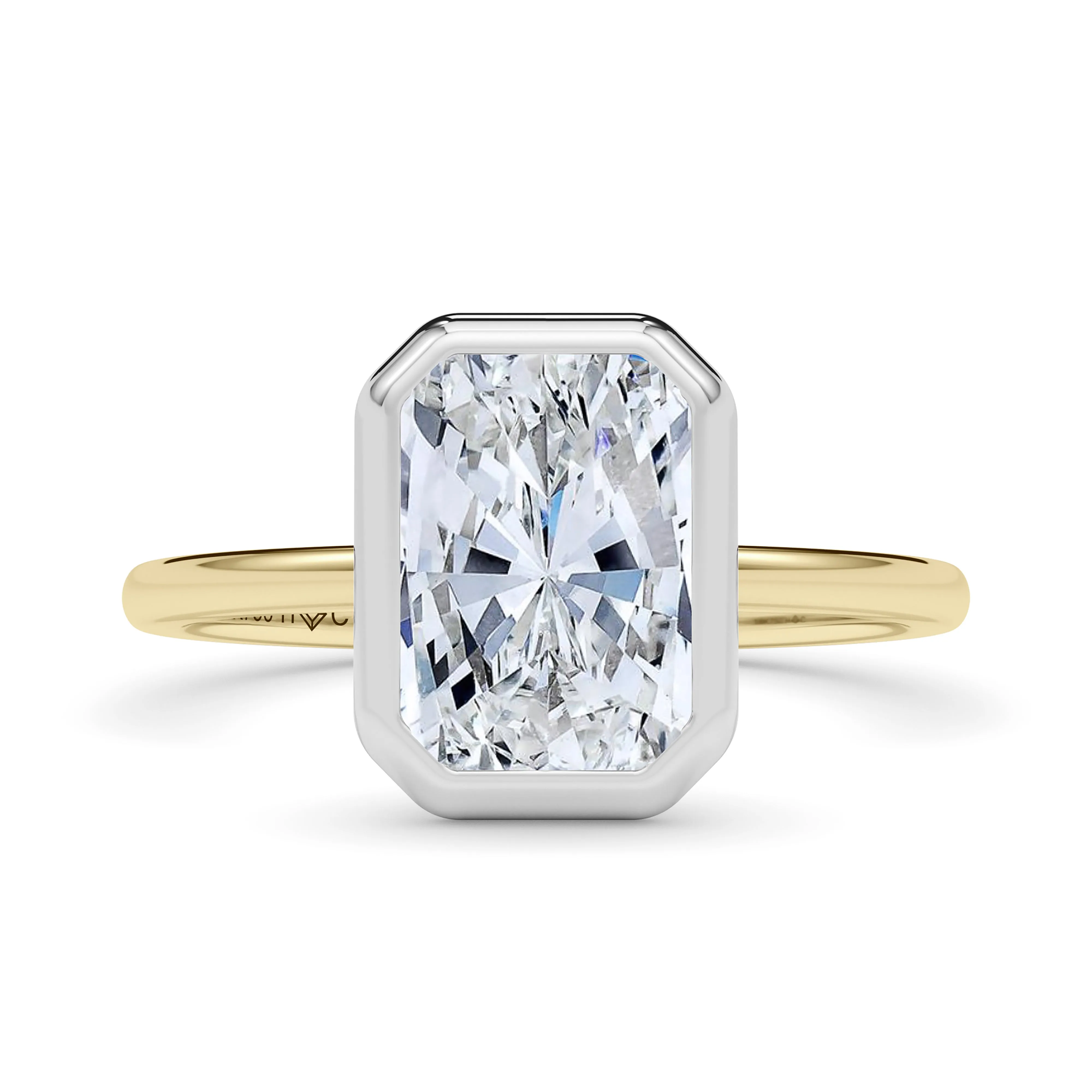 Mixed Metal Bezel Radiant Diamond Ring