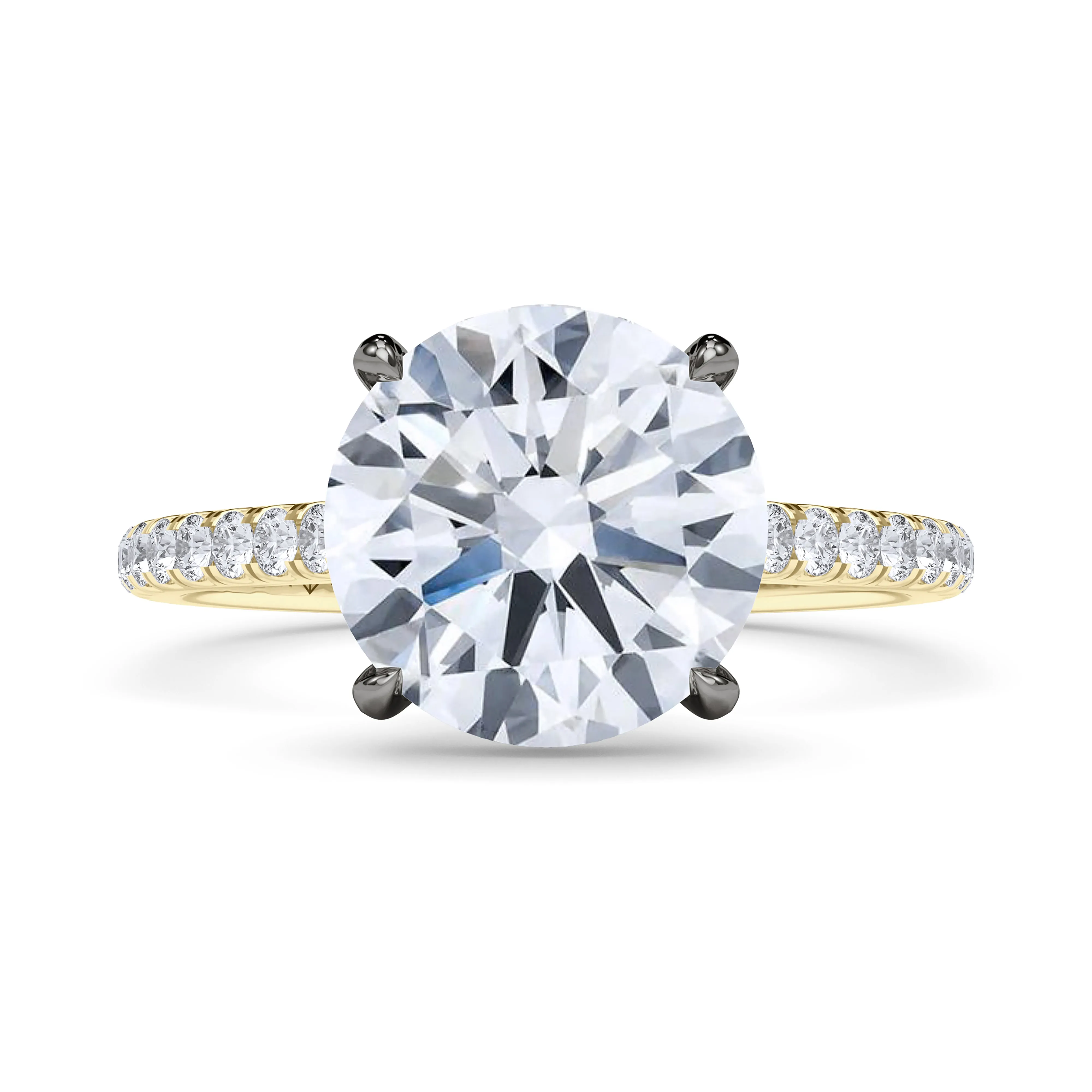 Mixed Metal Round Brilliant Pave Diamond Ring