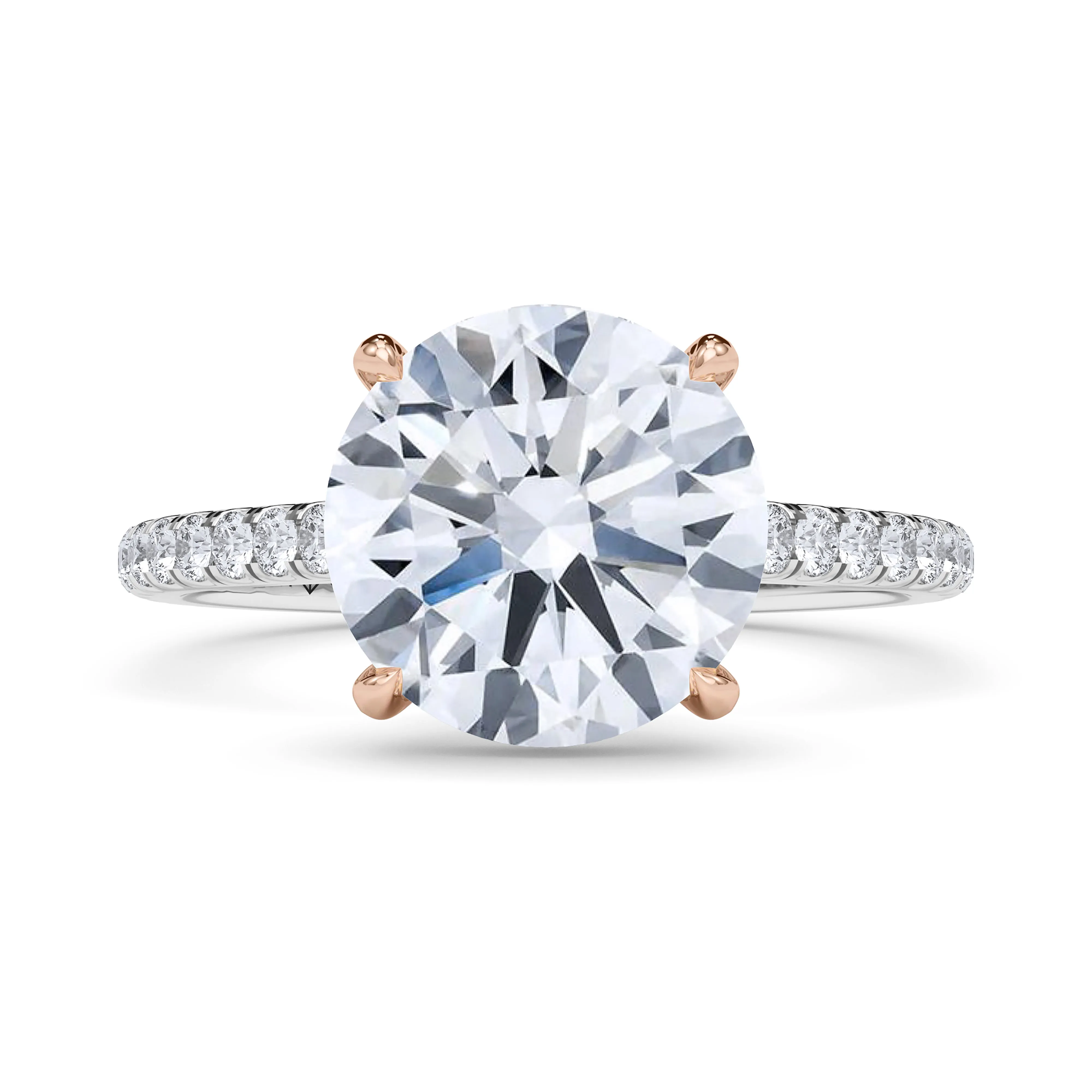 Mixed Metal Round Brilliant Pave Diamond Ring