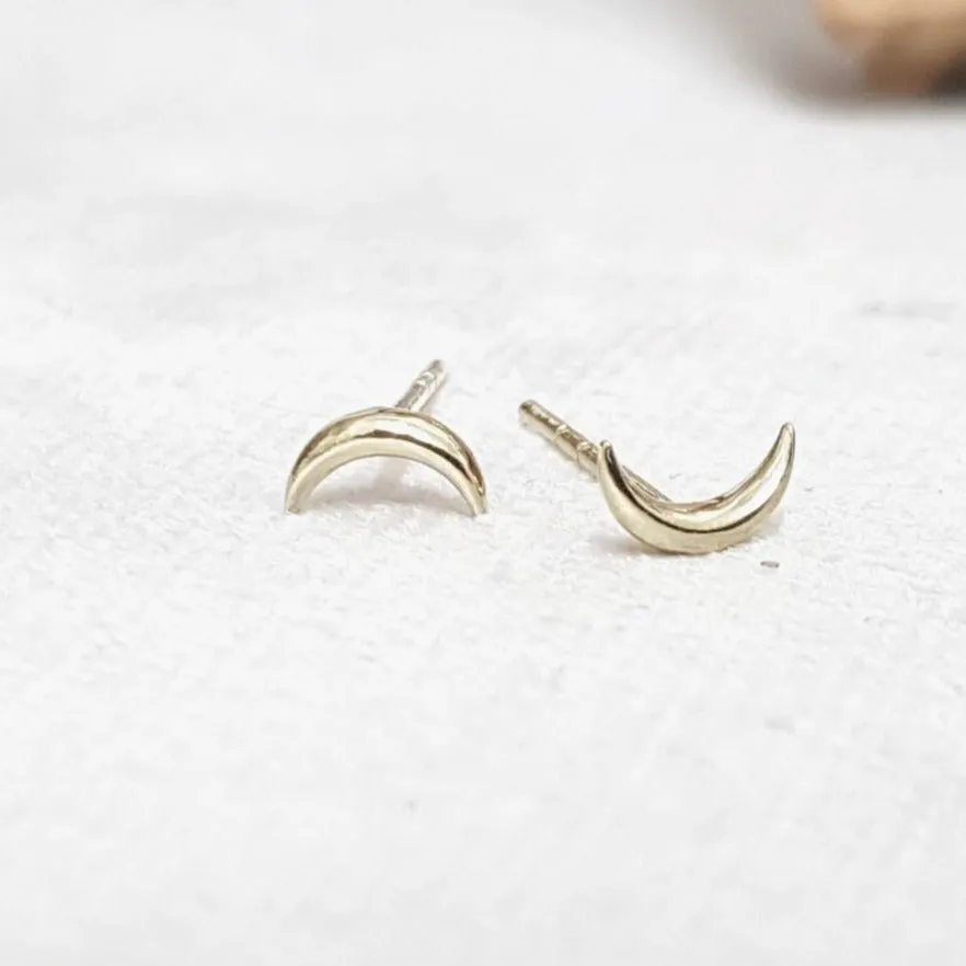 Moon Stud Gold Earrings