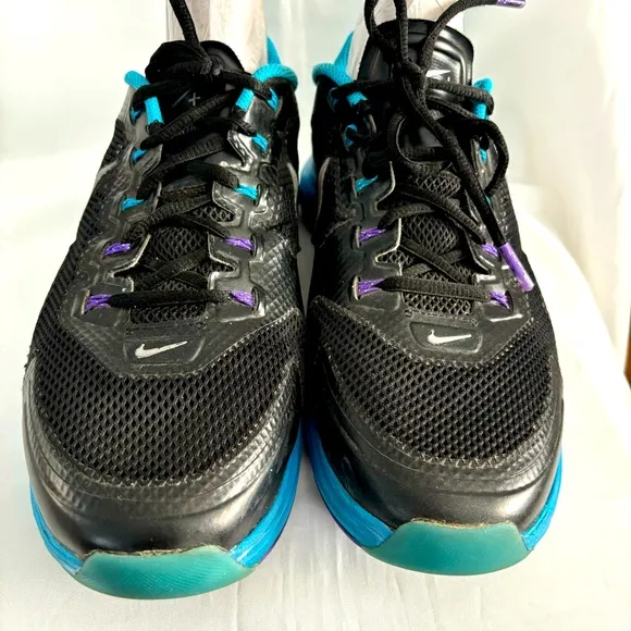 Nike Lunar Black and Blue Glow Silver Athletic Shoes Men’s Size 10