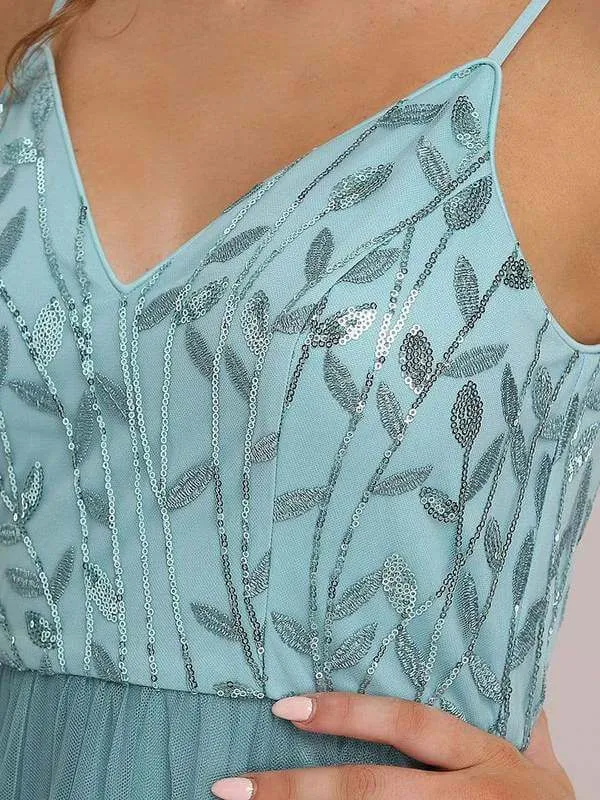 Nina thin strap sequin leaf pattern dress in dusky blue s14 Express NZ wide!