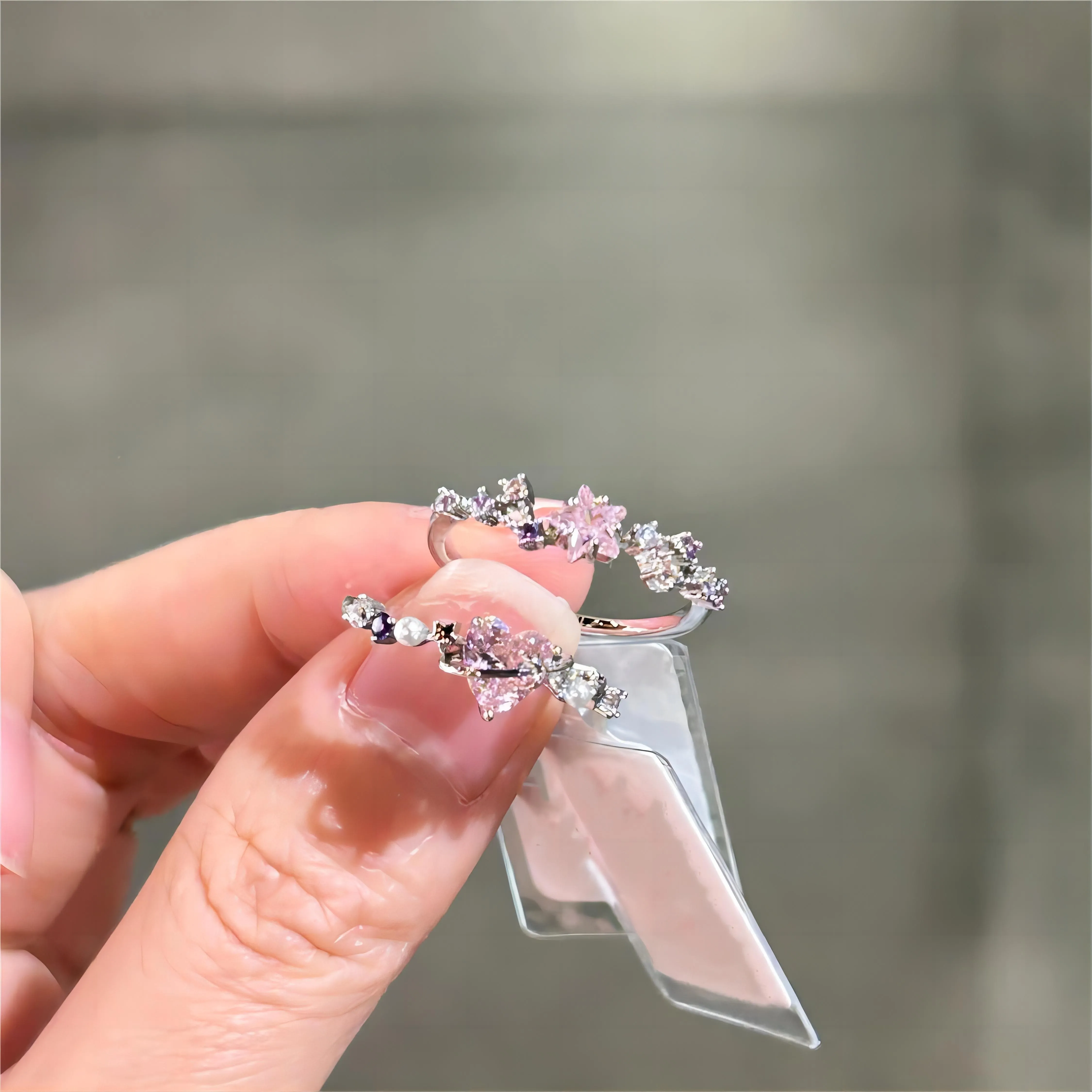 Pink Zirconia Star Heart Rings