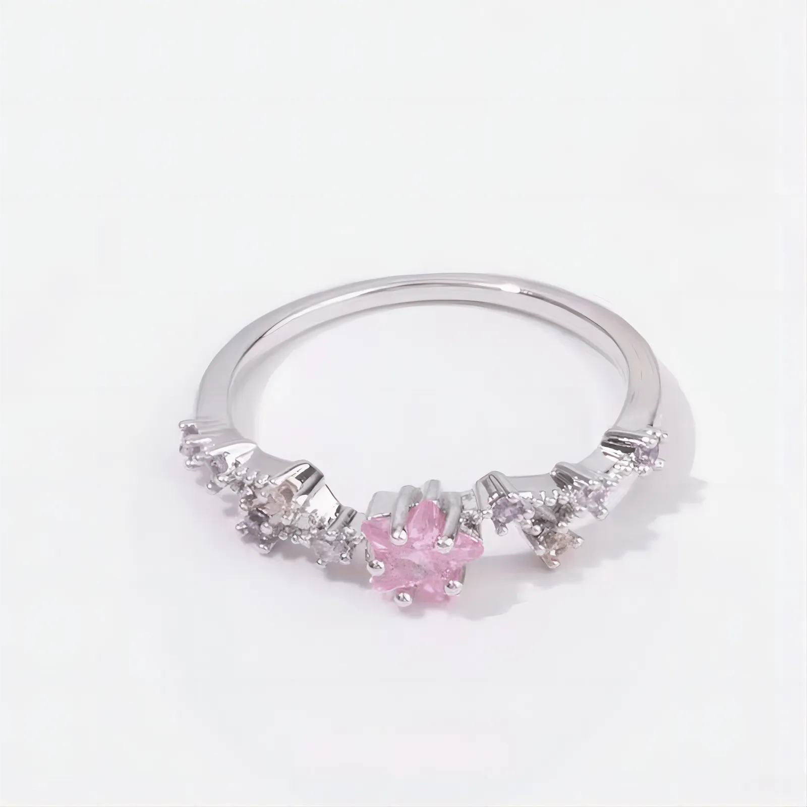 Pink Zirconia Star Heart Rings