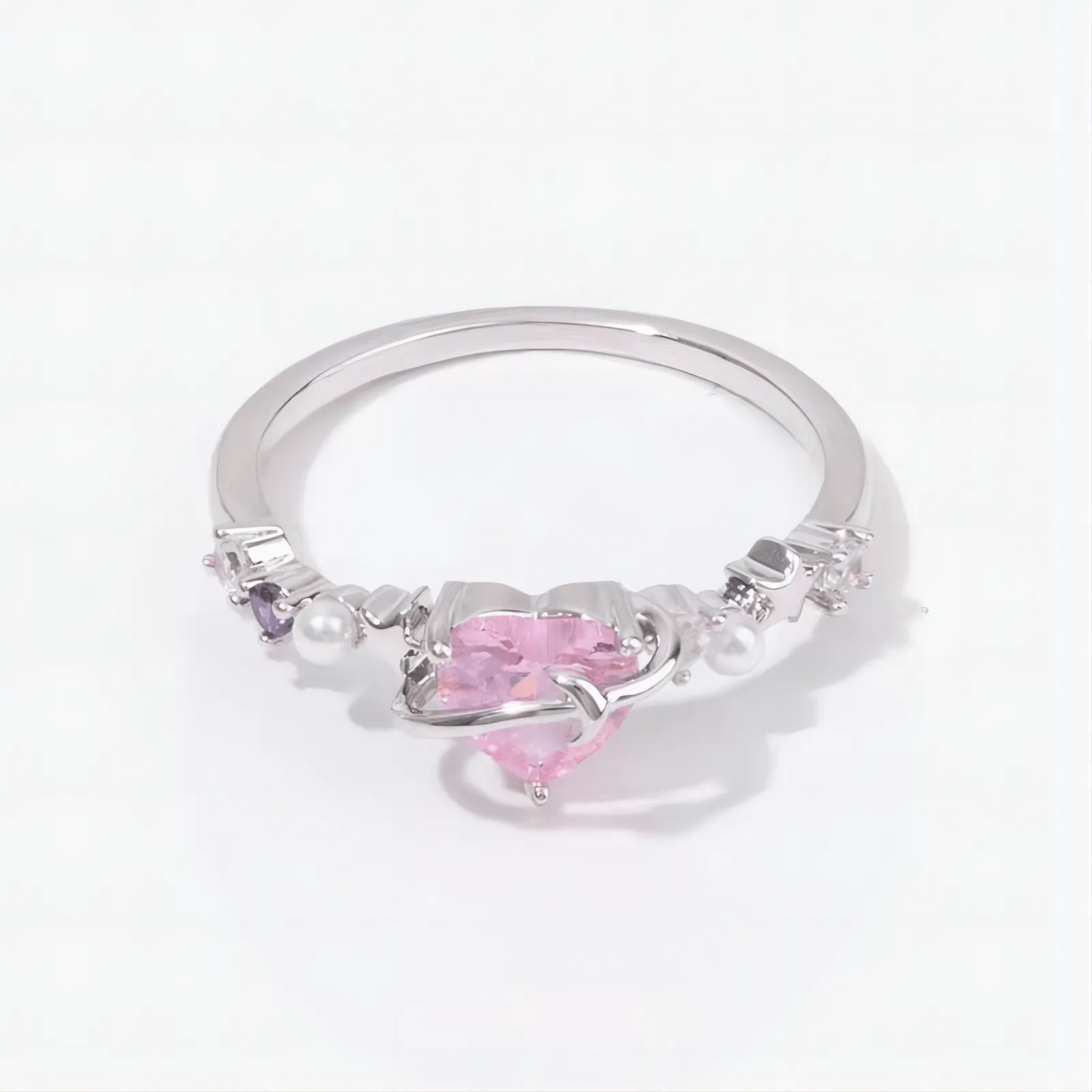 Pink Zirconia Star Heart Rings