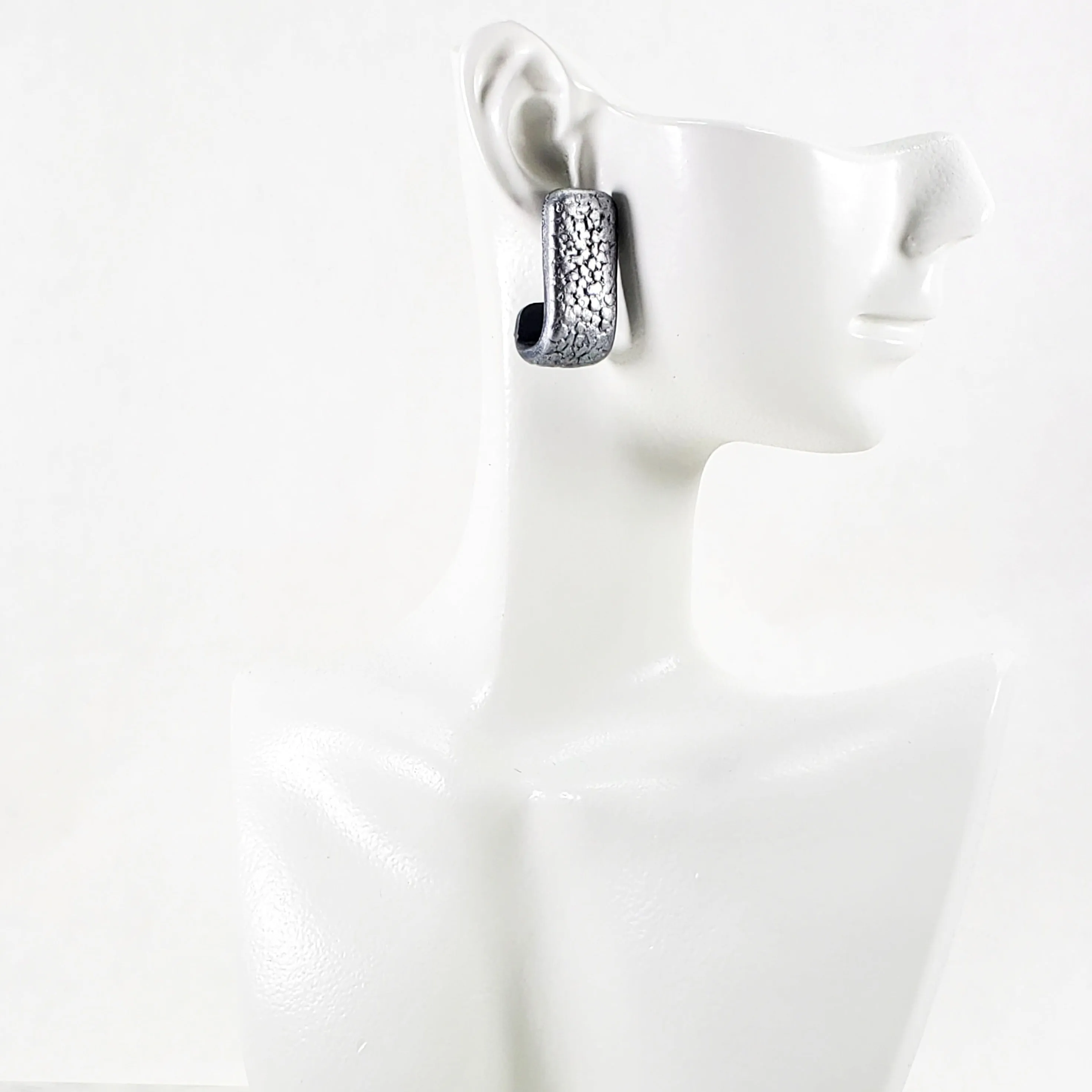 Silver Chrome Huggie Earring - Solid Color for a Chic and Versatile Look