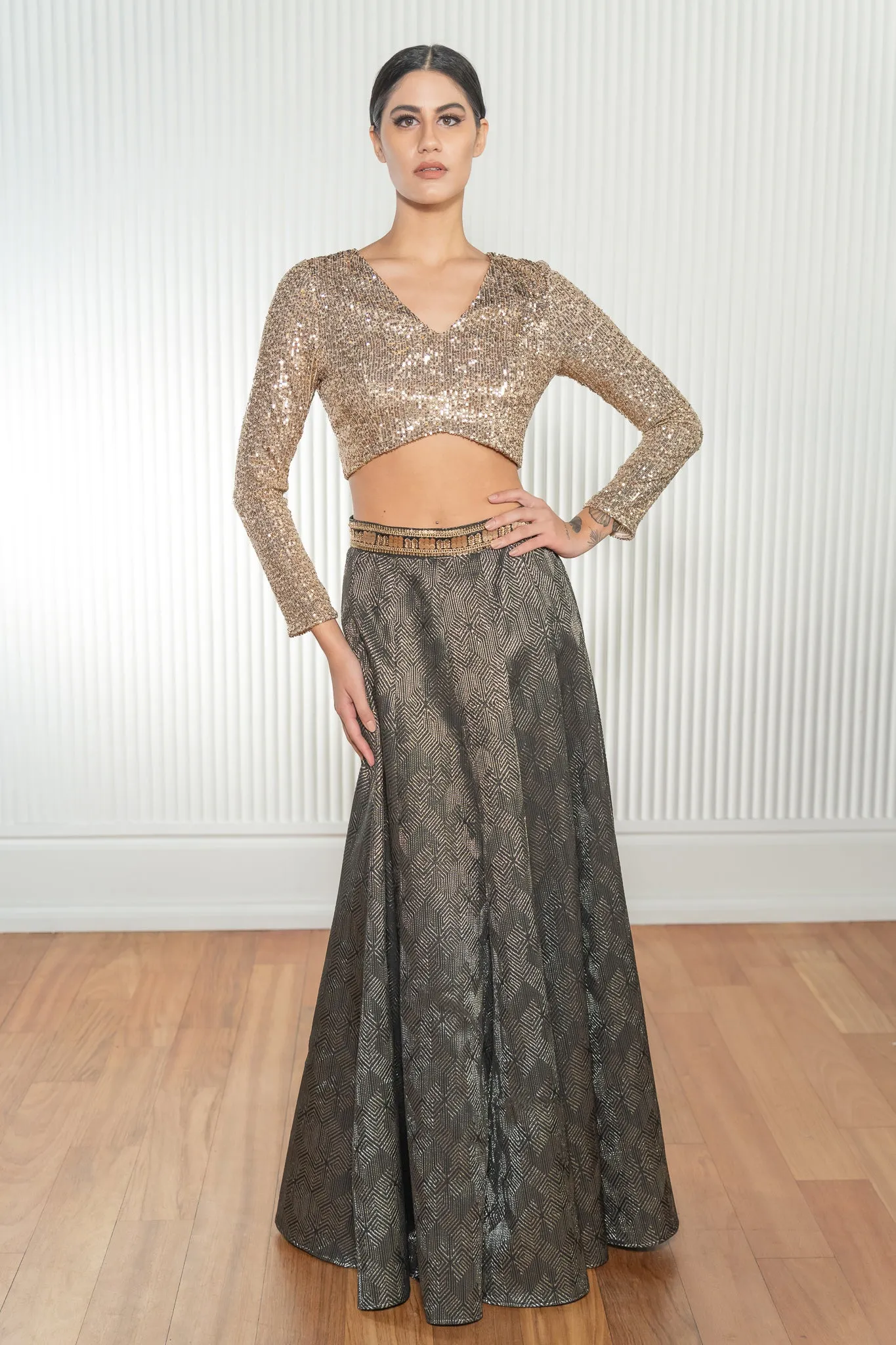 VINYA Diamond Maze Jacquard Lehenga Skirt