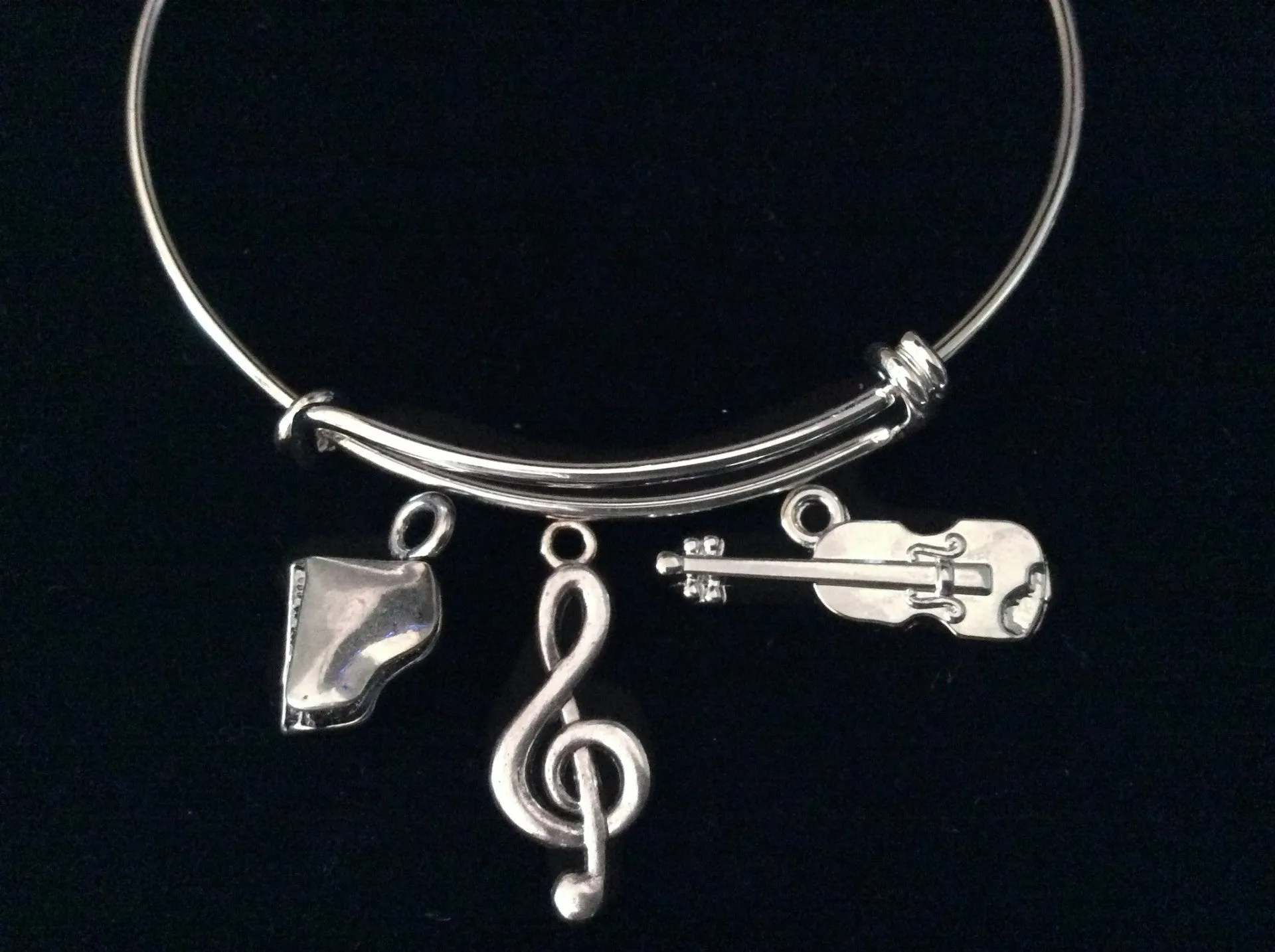 Violin Piano 3D Baby Grand Music Charm Expandable Bracelet Adjustable Bangle Gift Trendy Musician Music teacher Inspired
