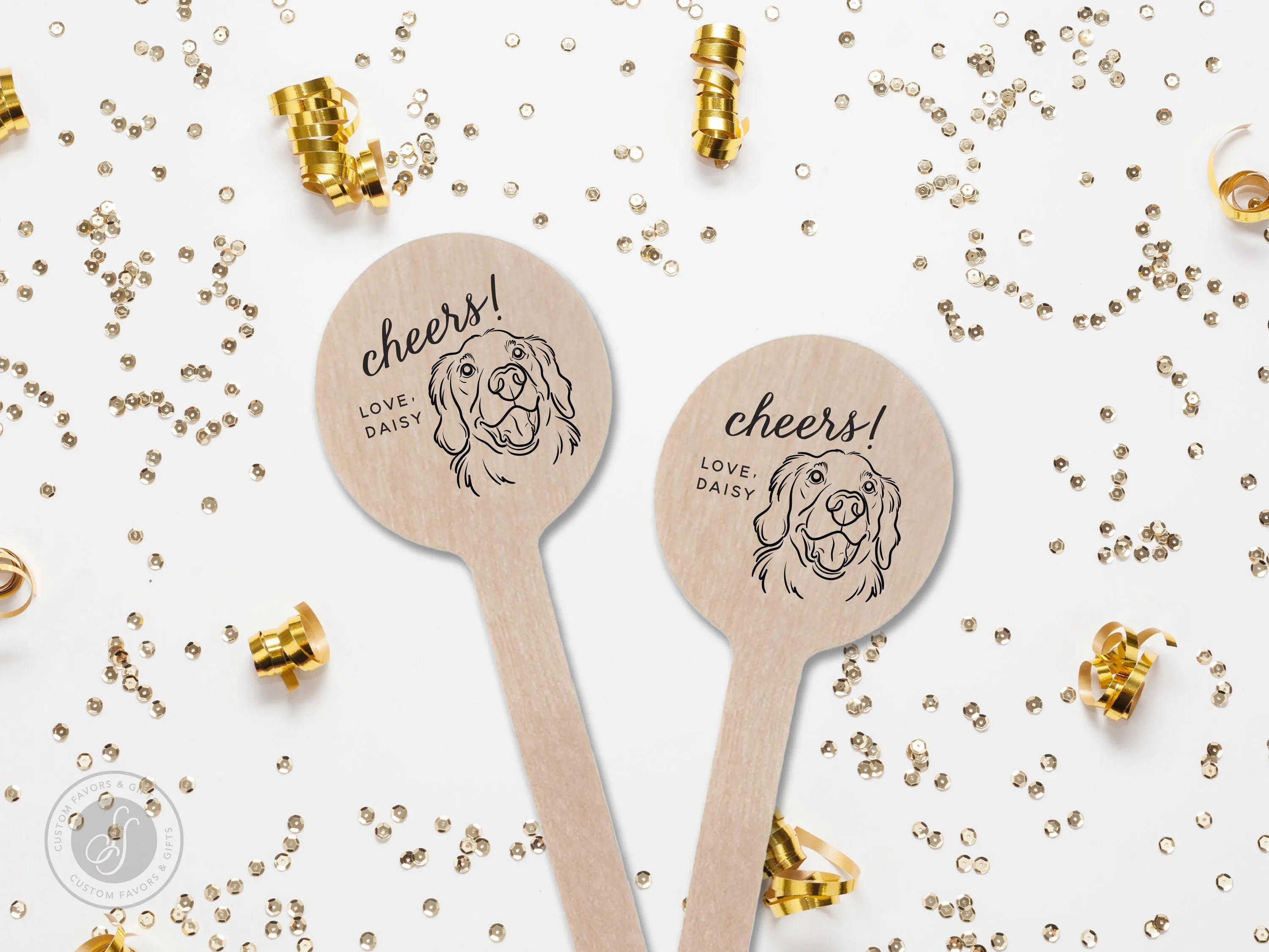 Wedding Stir Sticks #18 - Custom Pet Dog or Cat Illustration