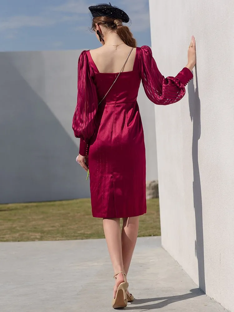 Women's high-end slimming dress covering arms